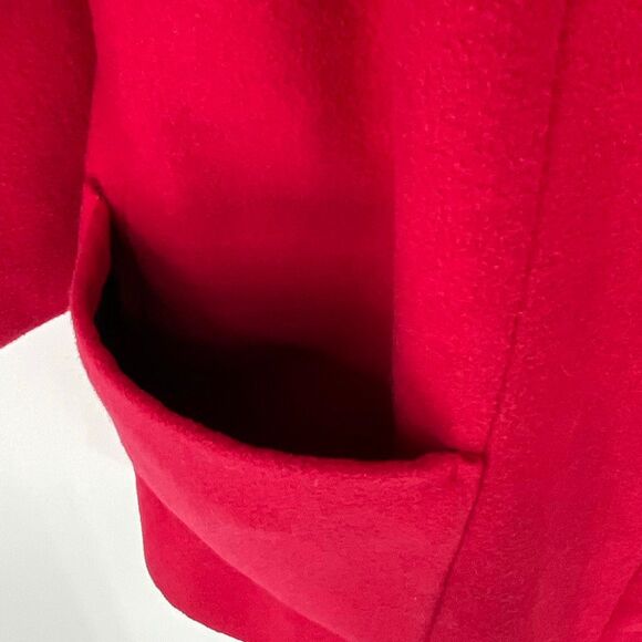 OLD NAVY Women’s Wool-Blend Coat Med Red Lined Patch Pockets Minimalist Style - Picture 6 of 15